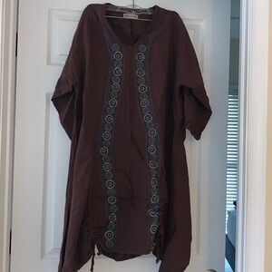 Blue Fish Cotton Hand-painted 100% linen Dress